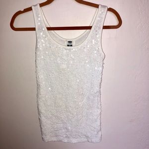 NWT Old Navy White Sequin Tank Top